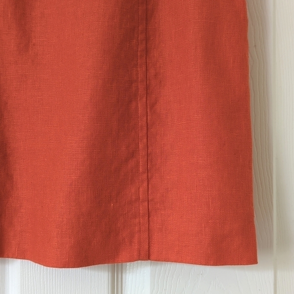 Express Tailleur 90's Vintage Linen High Waisted Mini Pencil Skirt Orange 7/8 - Picture 5 of 9